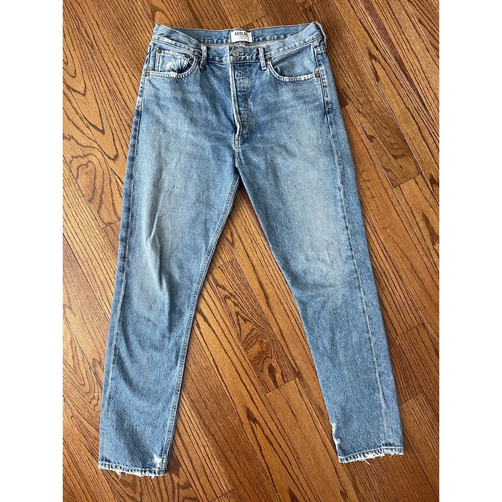 AGOLDE 29 Jamie High Rise Classic Blue Jeans  Organic Cotton Button Fly